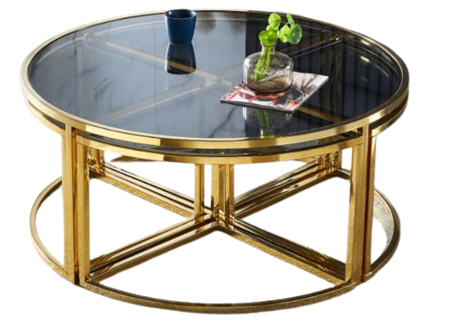 TABLE BASSE ELVE GOLD FUME 90x45 cm