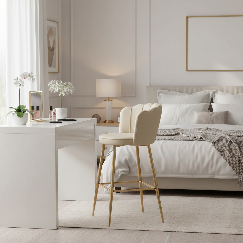 Lot de 2 tabourets de bar NYMPHEA Gold en velours