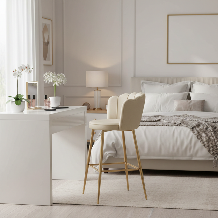 Lot de 2 tabourets de bar NYMPHEA Gold en velours