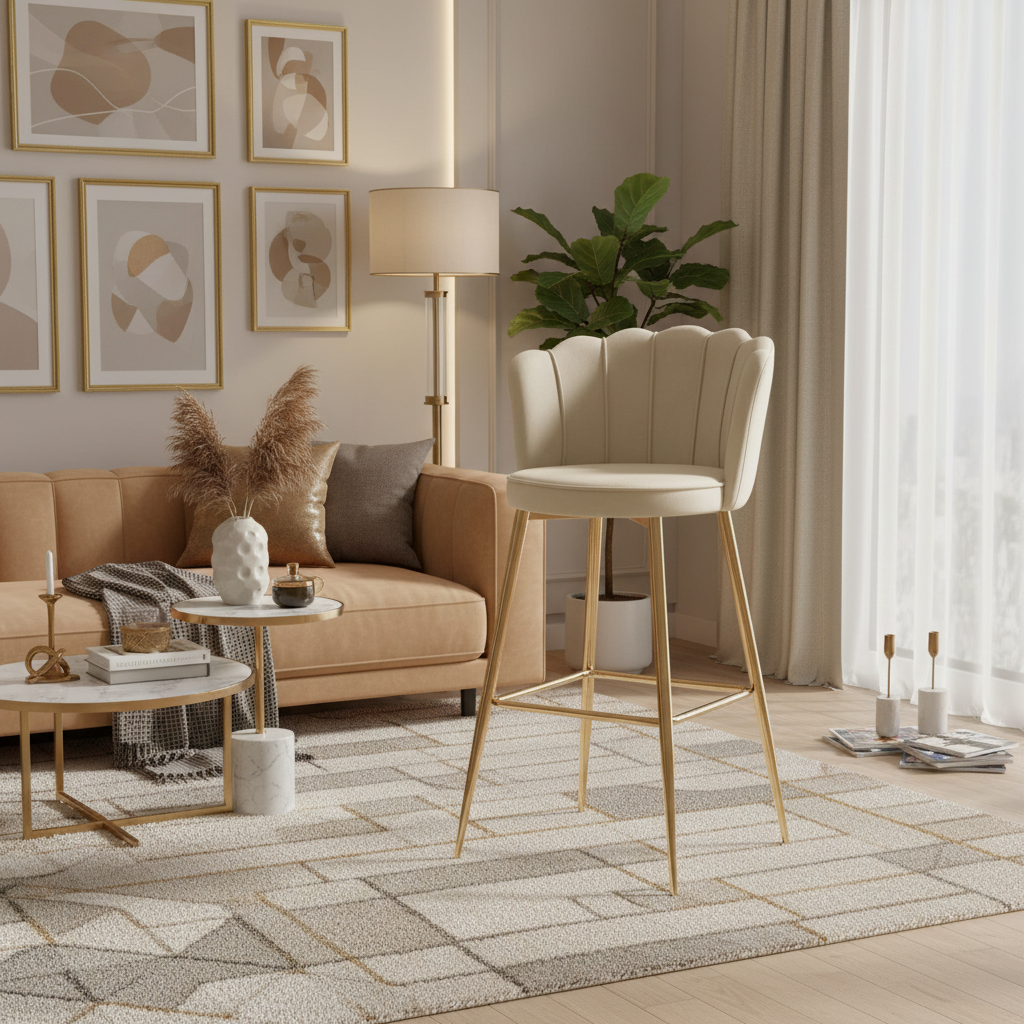 Lot de 2 tabourets de bar NYMPHEA Gold en velours