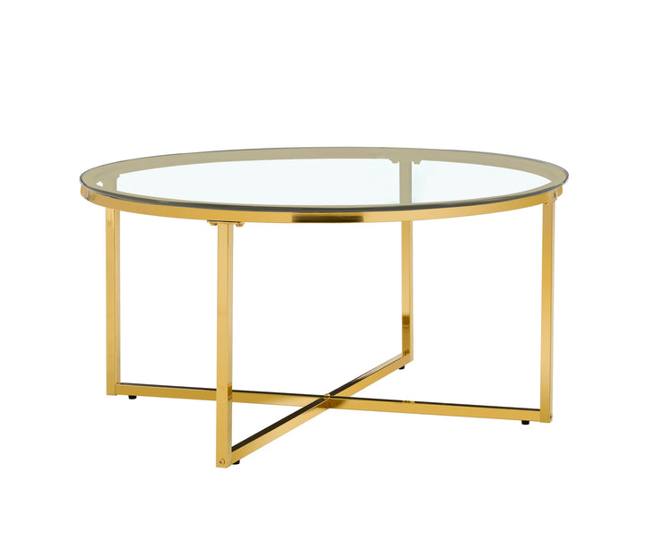 TABLE BASSE LORIE PIED GOLD TRANSPARENT 90CM