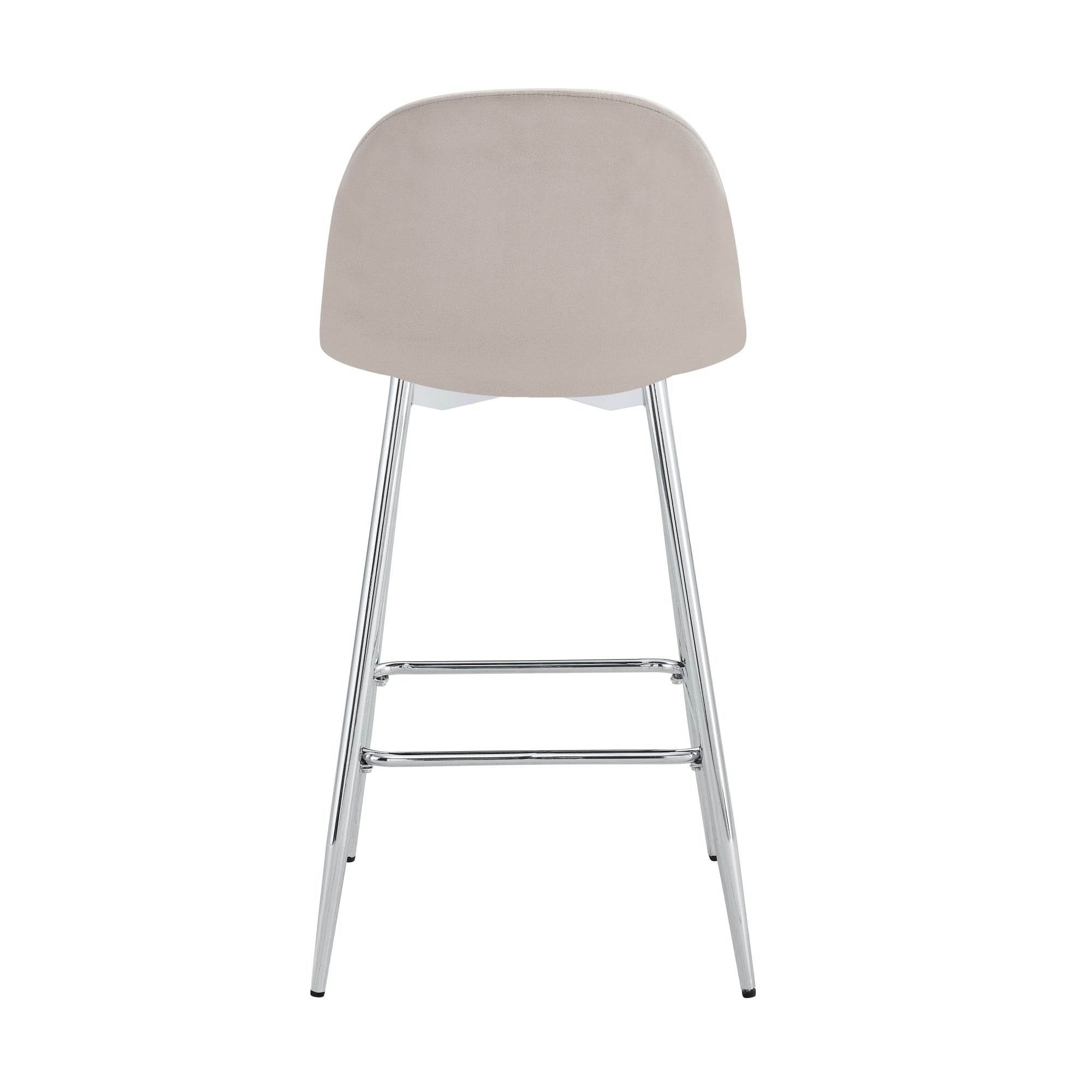 TABOURET DE BAR SCANDINAVE PIED CHROME VELOURS TAUPE