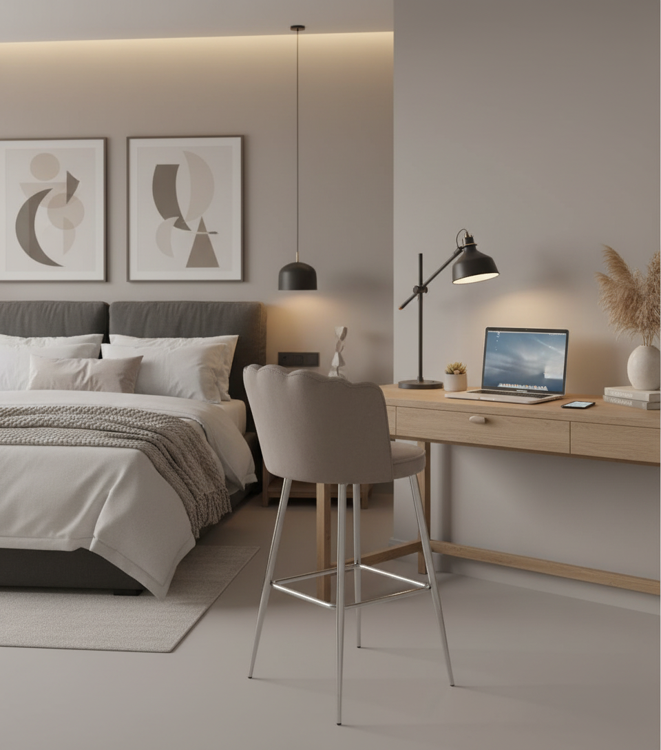 Lot de 2 tabourets de bar NYMPHEA Chrome en velours