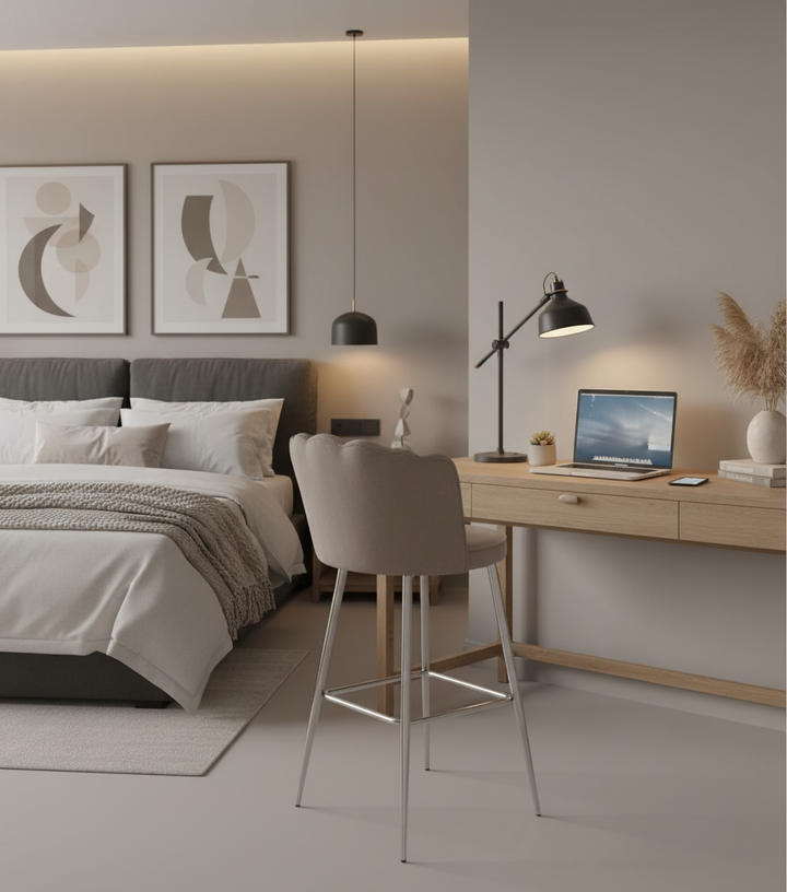 Lot de 2 tabourets de bar NYMPHEA Chrome en velours