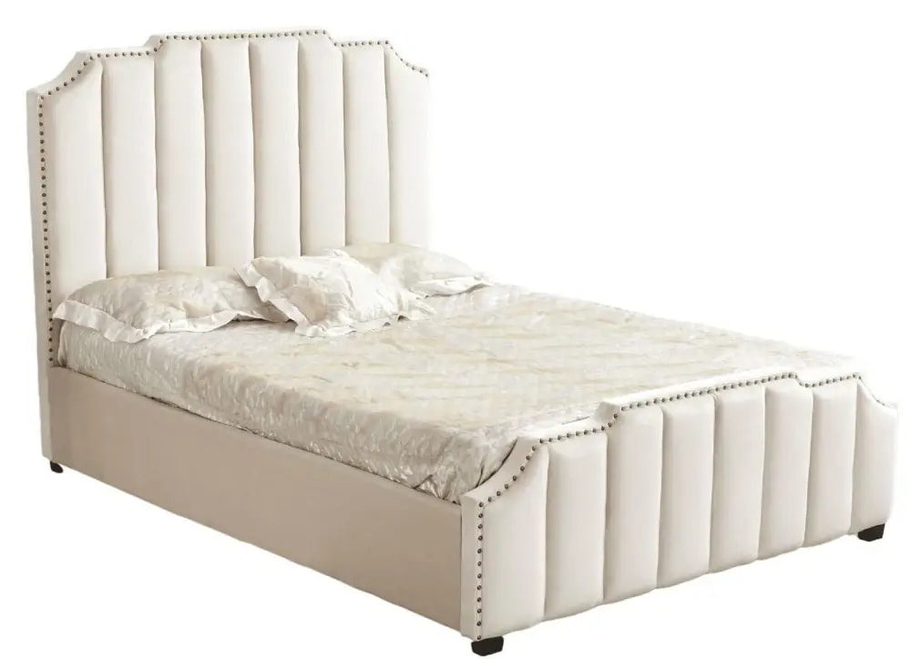 Lit adulte 2 places 140x190 cm PEPPER velours clo?té sommier inclus