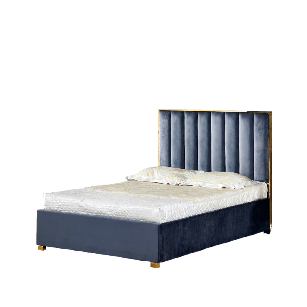 Lit 2 places 140x190 cm TONY velours sommier inclus