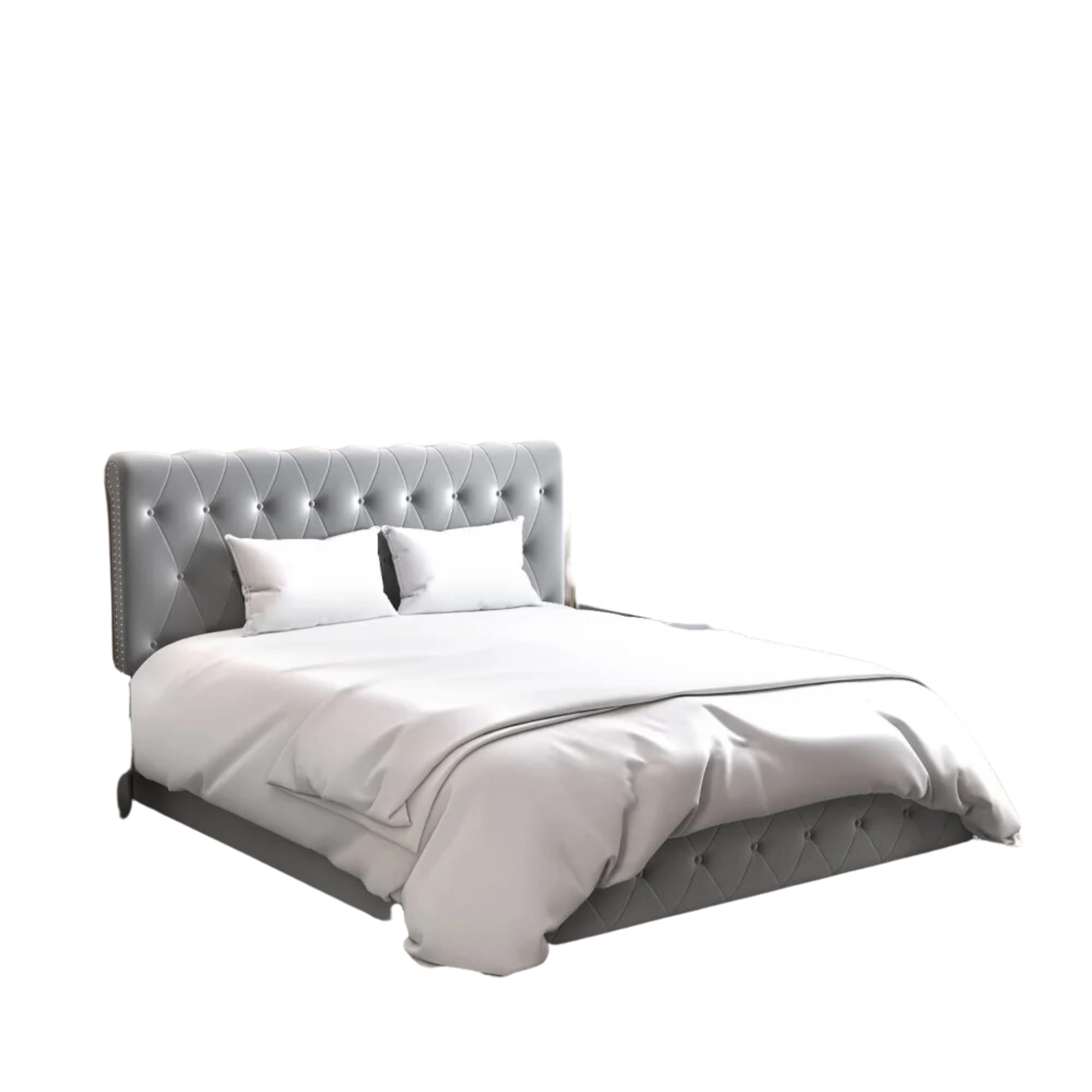 LIT COFFRE CORSICA EN VELOURS GRIS 160X200CM