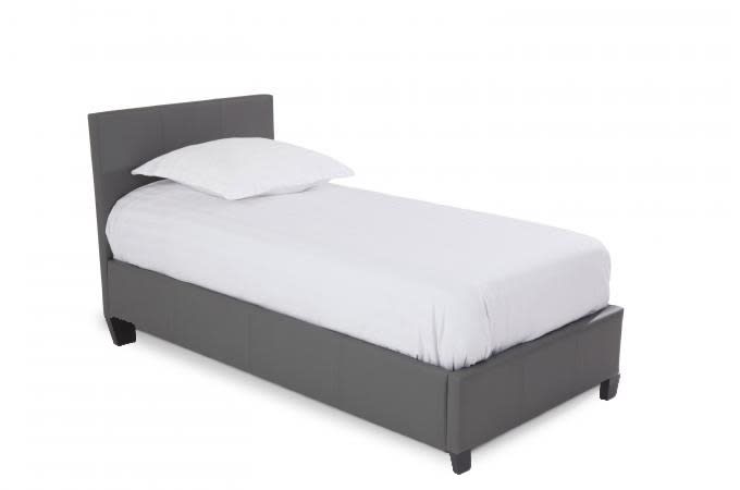 LIT MELBOURNE EN SIMILICUIR GRIS 90x190 cm