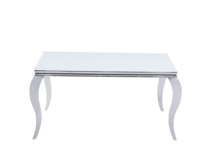 TABLE REPAS BAROQUE CHROME BLANC ULRTA 180x90x75 cm