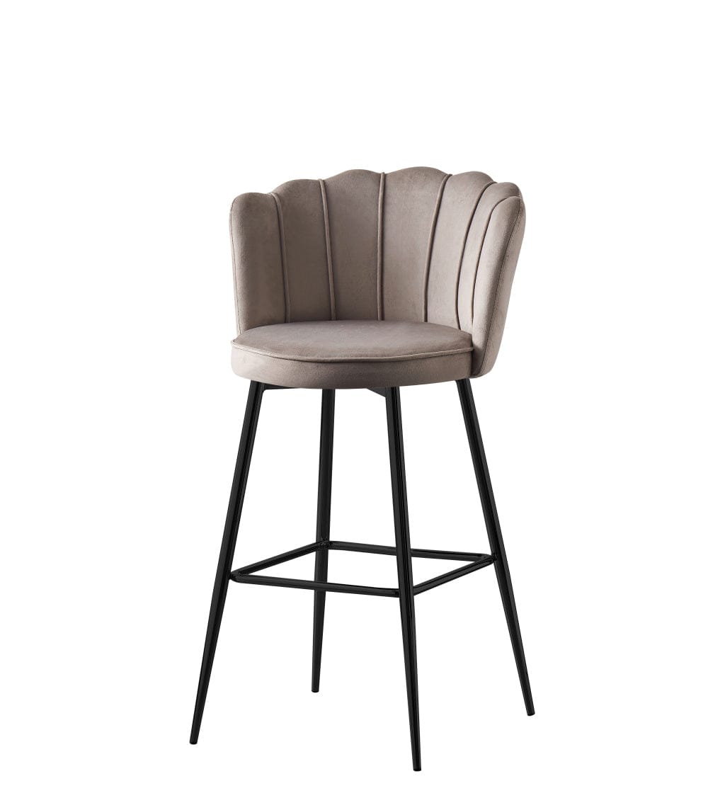 Lot de 2 tabourets de bar NYMPHEA Métal noir en velours