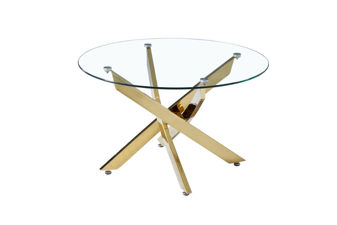 TABLE BASSE CARRE JESSY GOLD TRANSPARENT 80x80cm