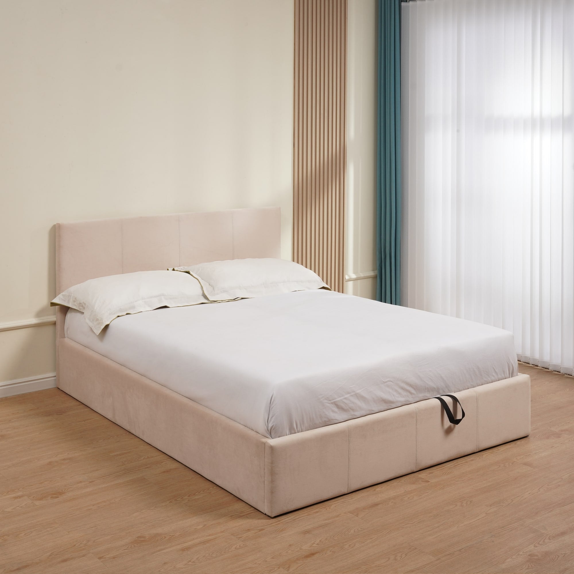 LIT COFFRE BASTIEN VELOURS BEIGE 140X190