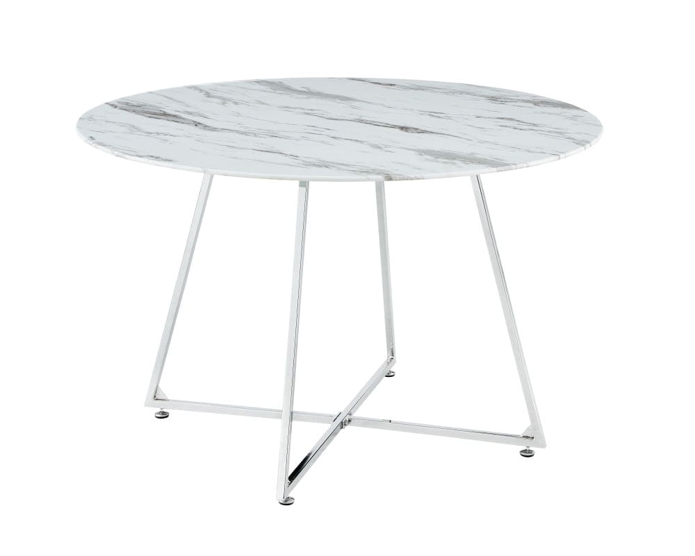 Table à manger ronde 4 personnes HELOISE Chrome en verre trempé D120 cm
