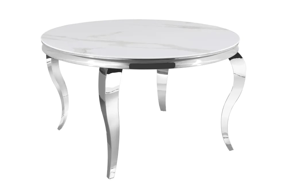 Table à manger ronde BAROQUE chrome  130x75 cm