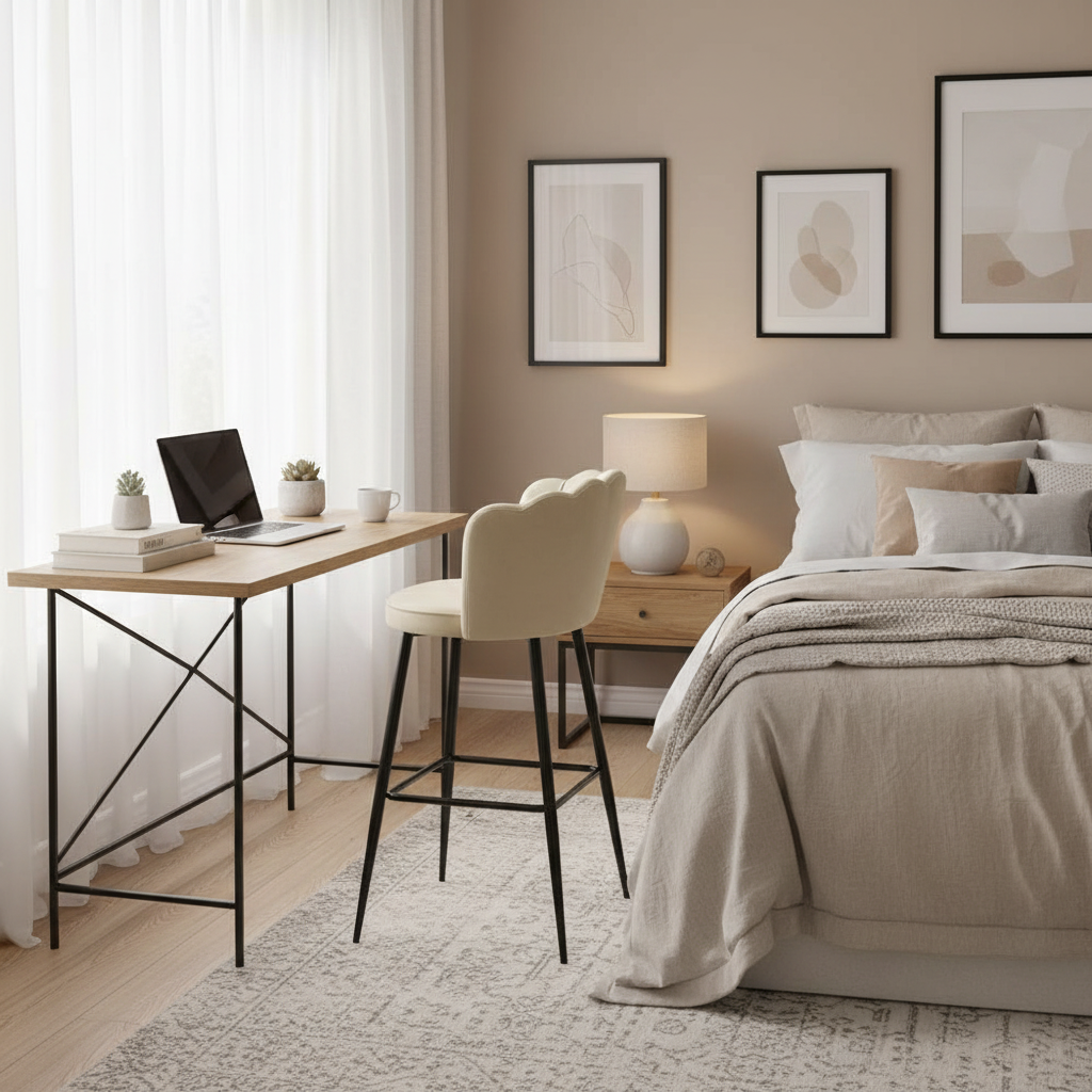 Lot de 2 tabourets de bar NYMPHEA Métal noir en velours