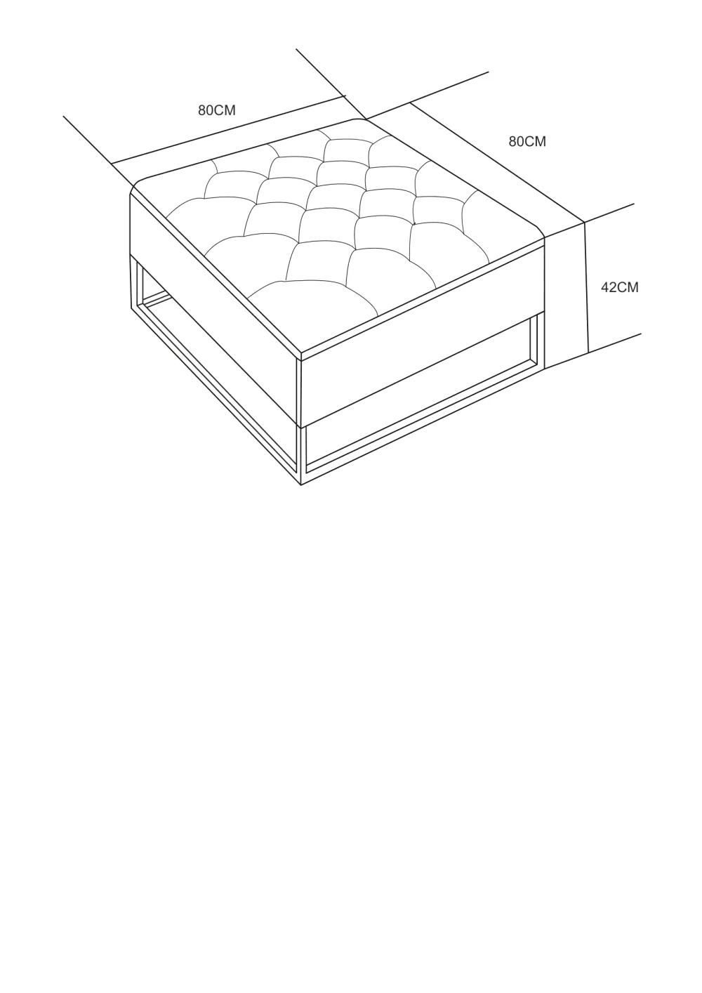 Table Basse rangements TIROIRS plateau velours capitonné