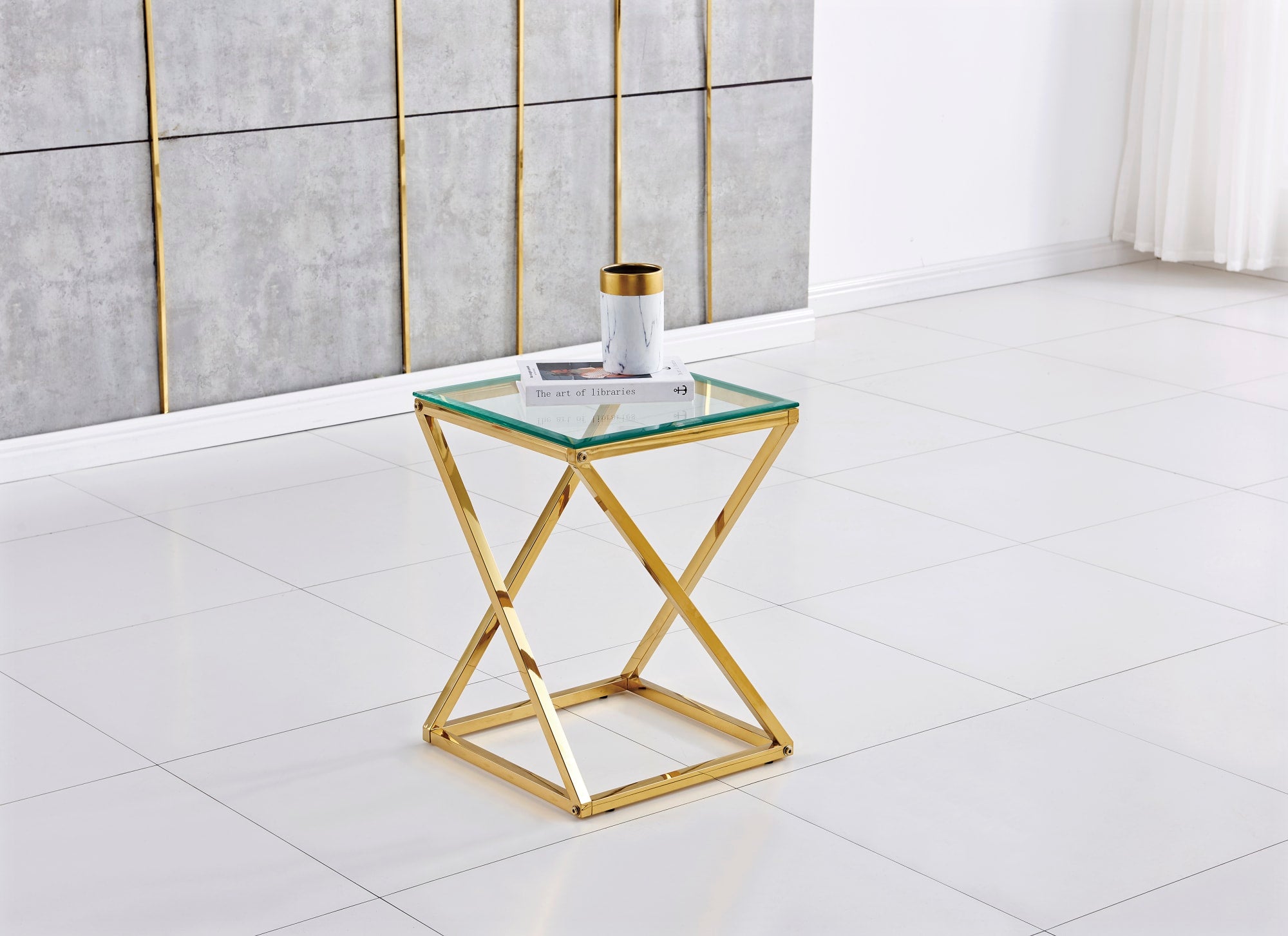 GUERIDON BEVERLY GOLD TRANSPARENT 40x40x55 cm