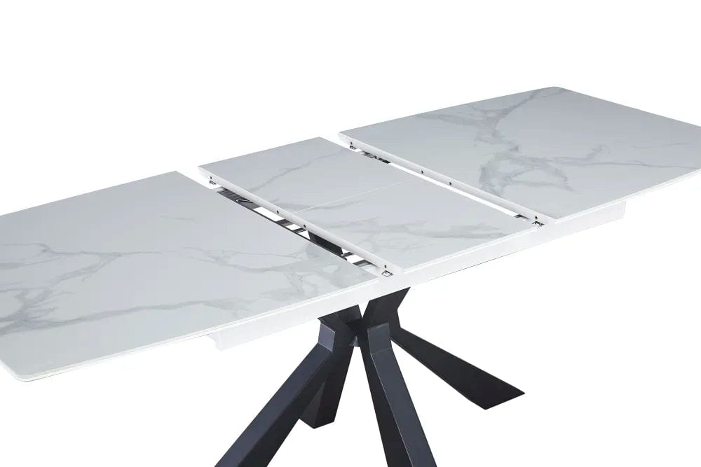 Table extensible BIANCA métal noir plateau Céramique