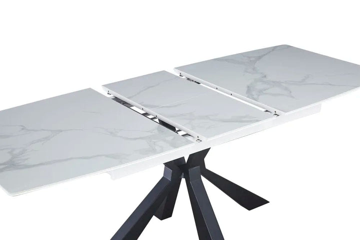 Table extensible BIANCA métal noir plateau Céramique