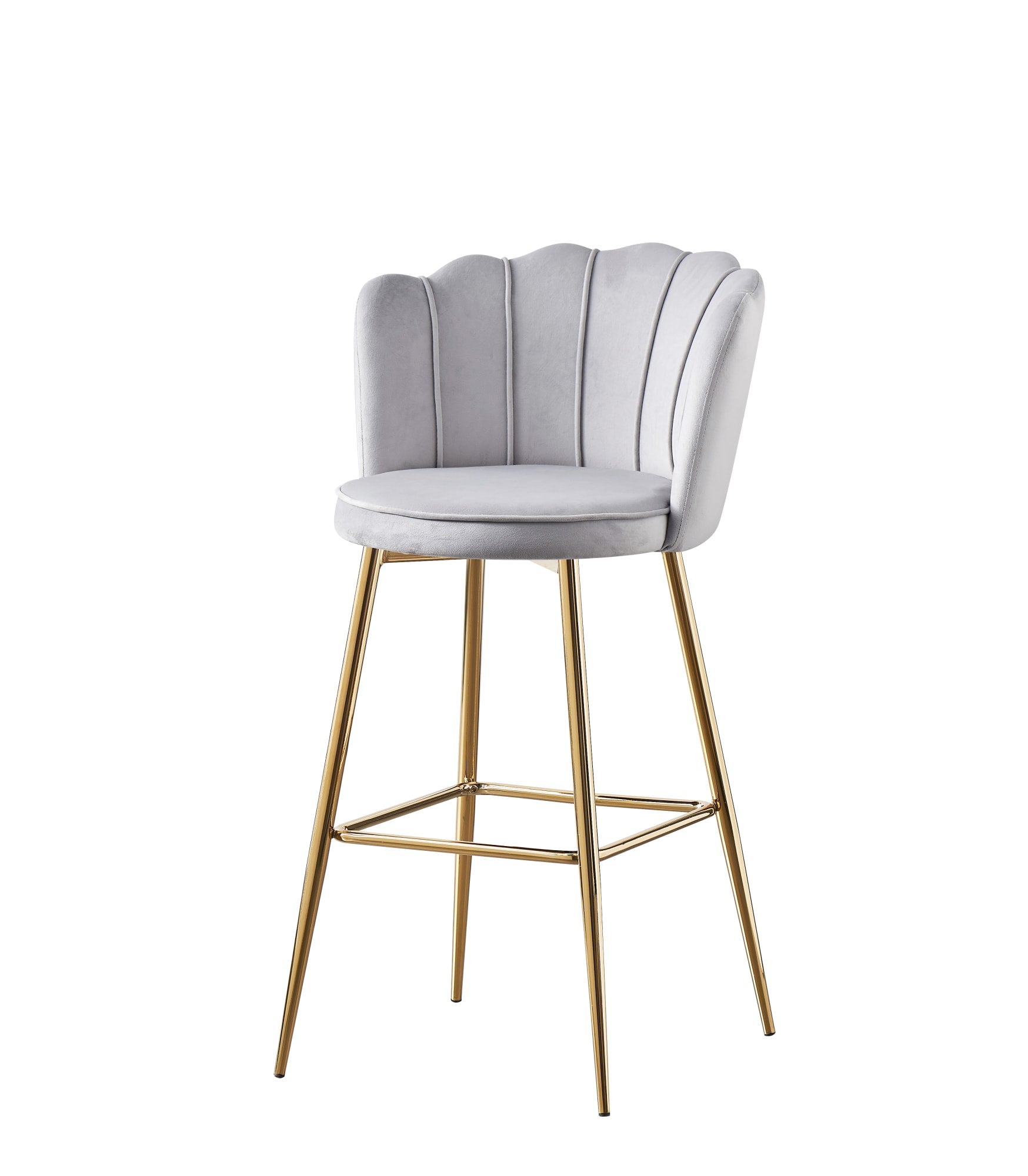 TABOURET DE BAR NYMPHEA GOLD VELOURS GRIS