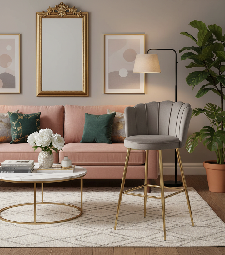 Lot de 2 tabourets de bar NYMPHEA Gold en velours