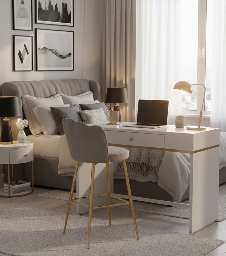 Lot de 2 tabourets de bar NYMPHEA Gold en velours