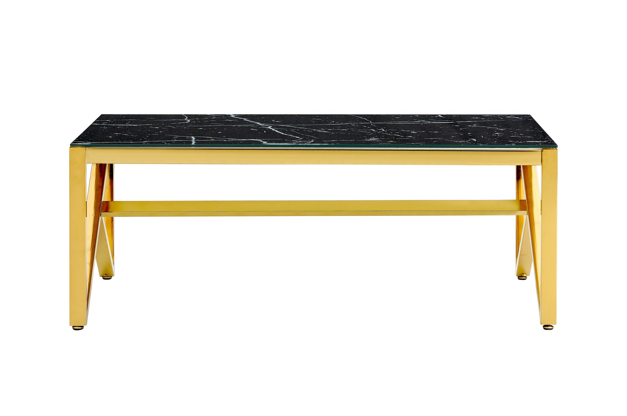 TABLE BASSE MAJESTIQUE GOLD VERRE MARBRE NOIR 120 x 60 x 45cm