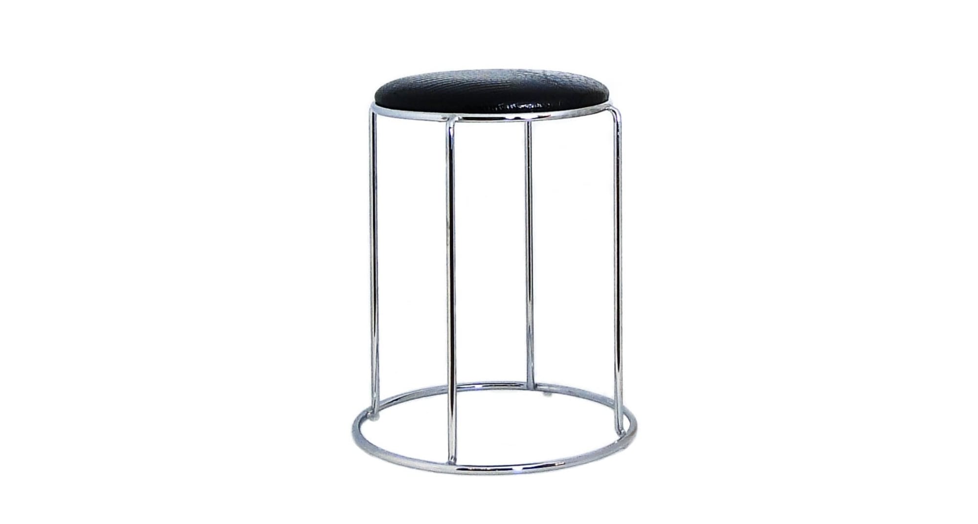 TABOURET EN SIMILICUIR CROCO NOIR