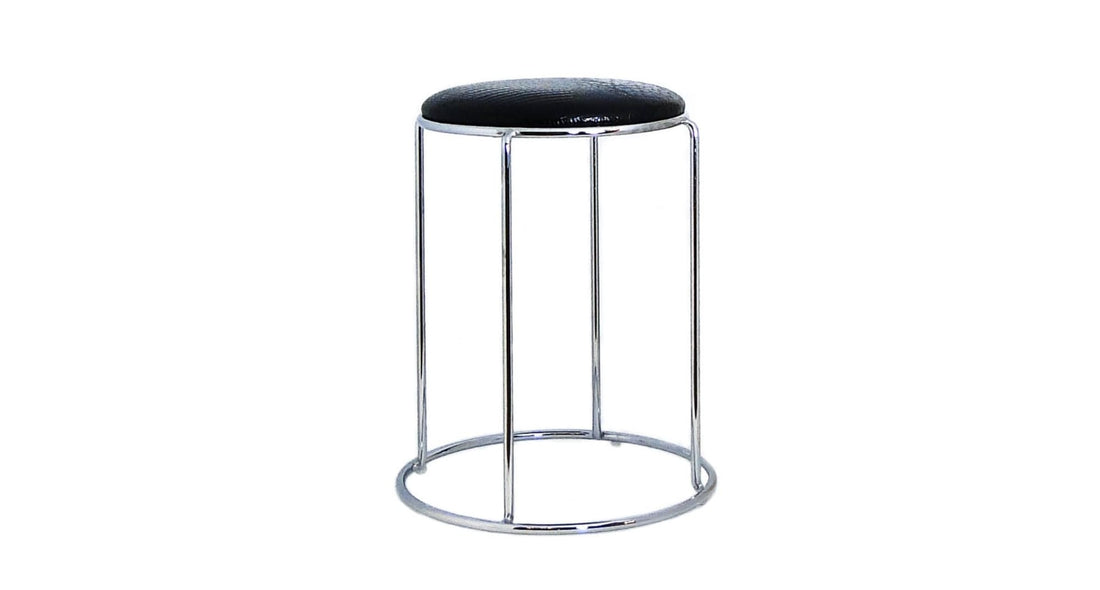TABOURET EN SIMILICUIR CROCO NOIR