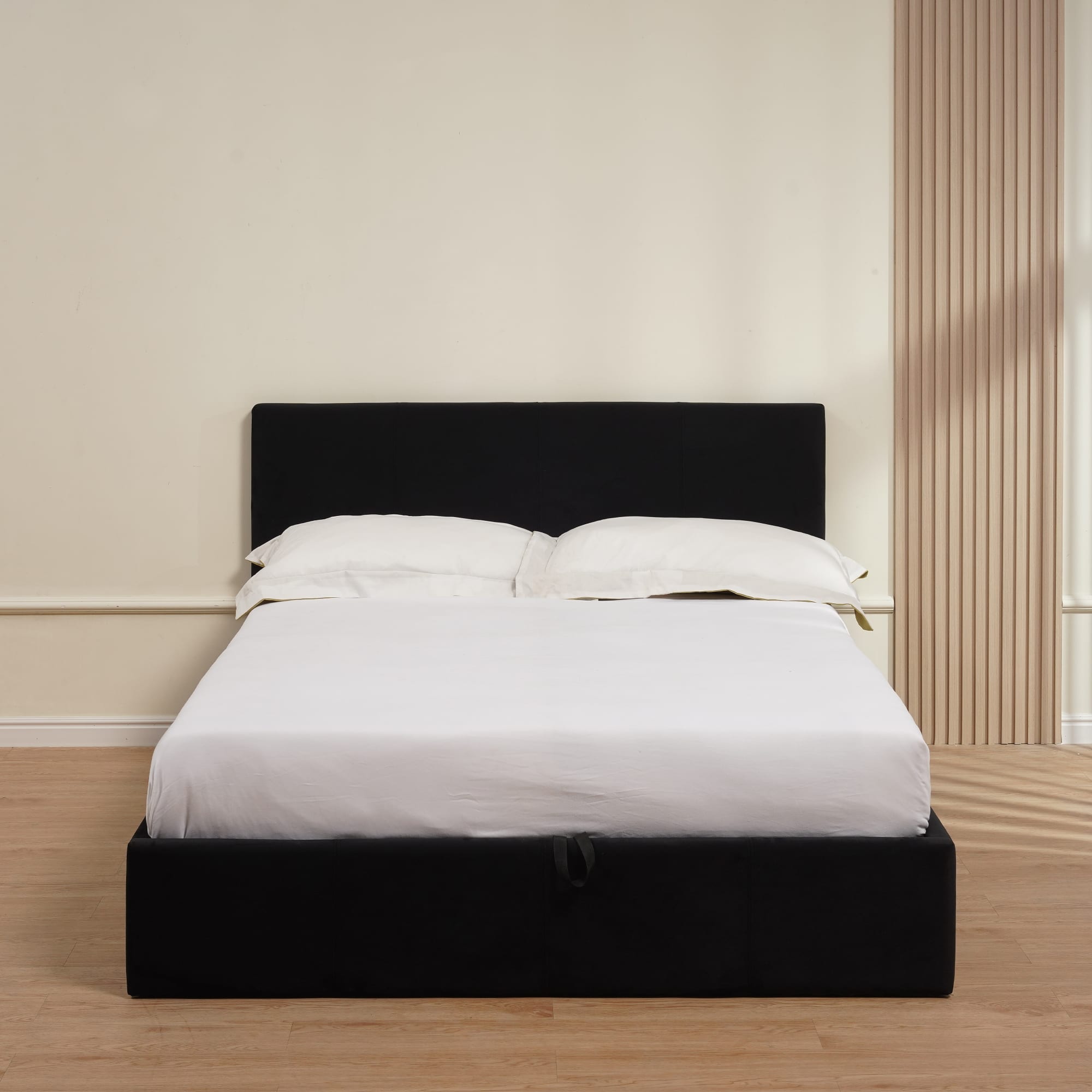 LIT COFFRE BASTIEN VELOURS NOIR 140X190