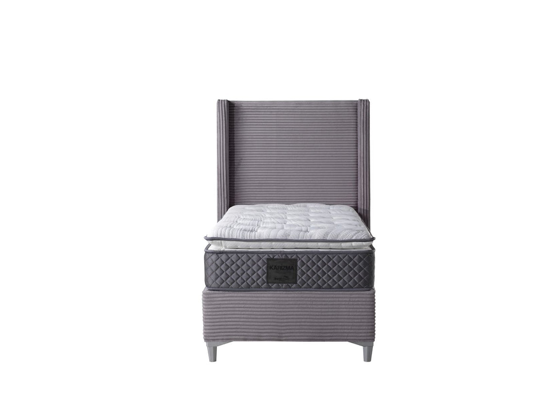 LIT COFFRE VENUS COTELE GRIS 90X190CM