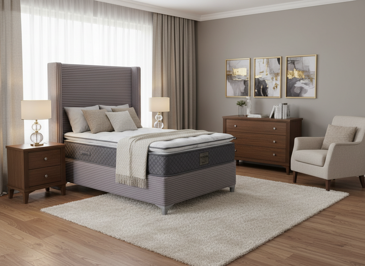 LIT COFFRE VENUS COTELE GRIS 90X190CM