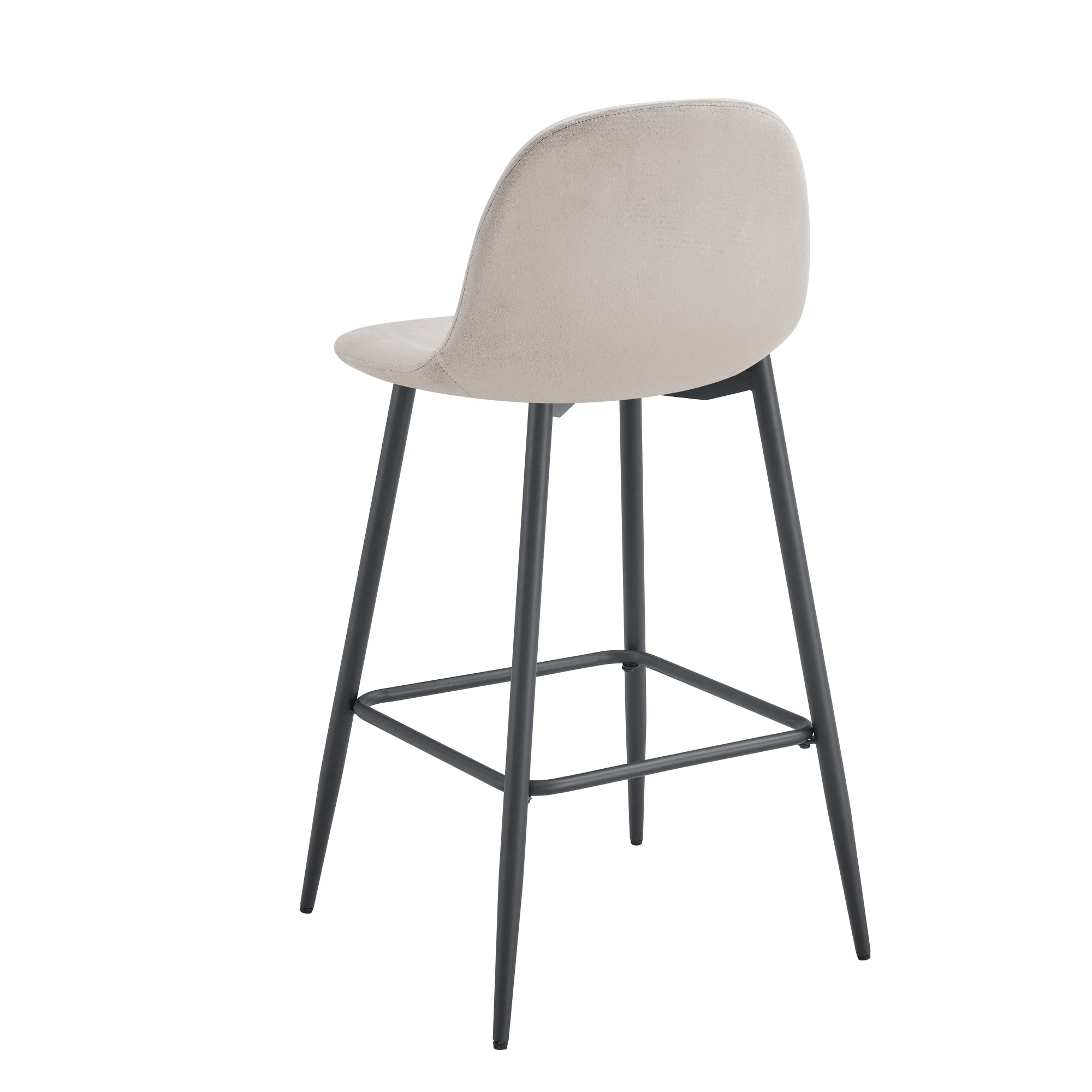 TABOURET DE BAR SCANDINAVE PIED METAL NOIR VELOURS TAUPE