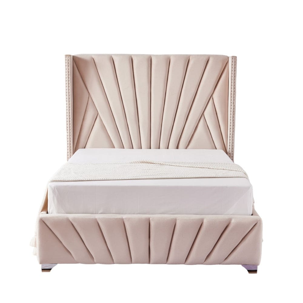 Lit 2 places 180x200cm BONIFACIO Velours sommier intégré