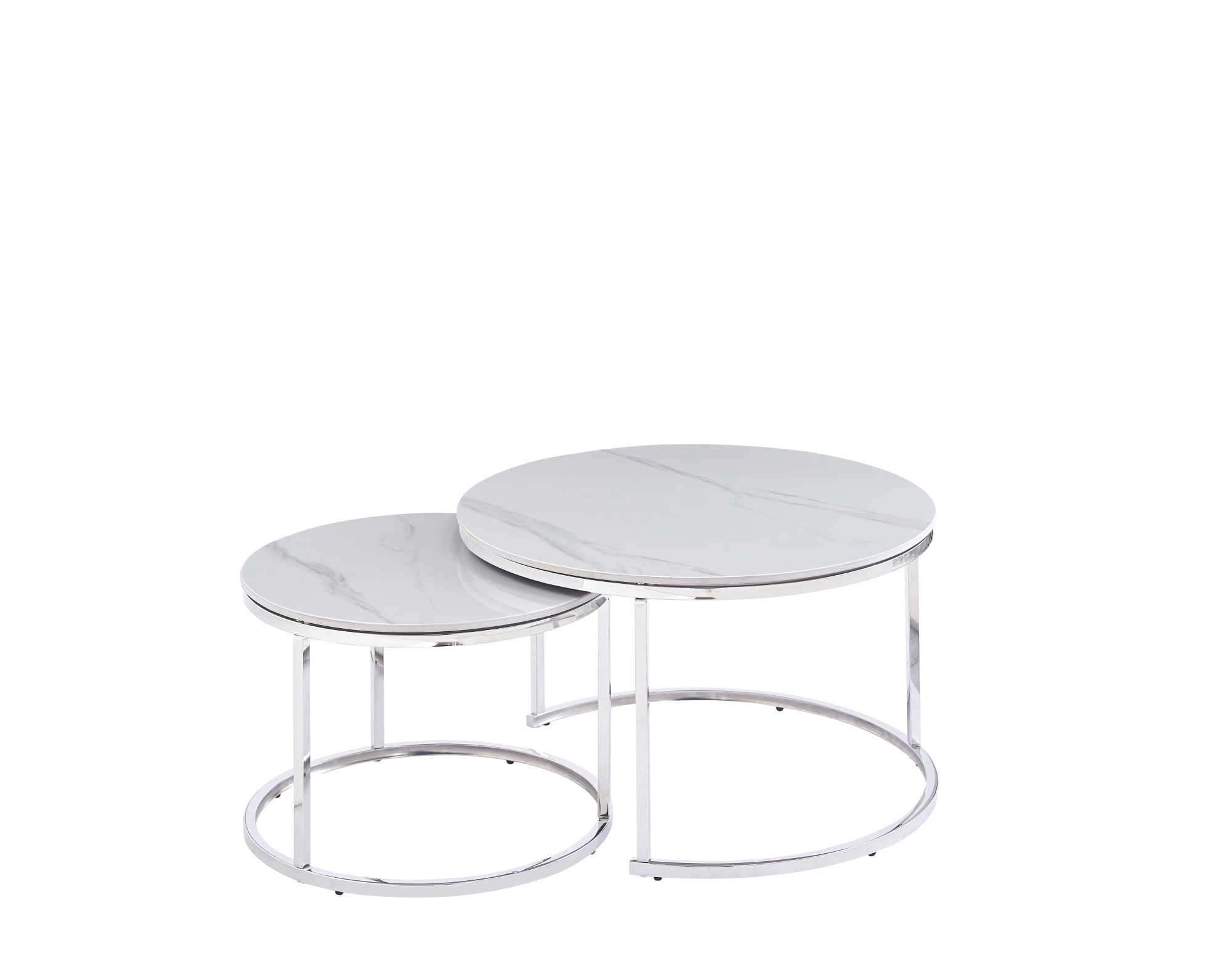 TABLE BASSE GIGOGNE CHROME CERAMIQUE 80x45cm+60x38cm