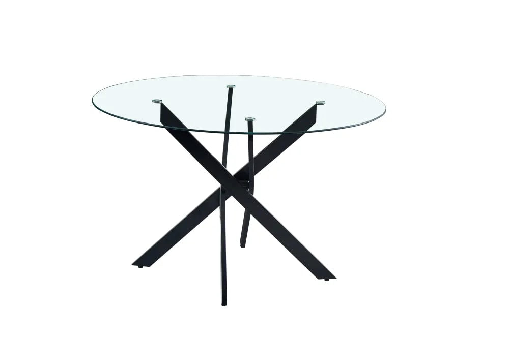 TABLE REPAS JESSICA METAL NOIR PLATEAU TRANSPARENT XXL 120 x 75
