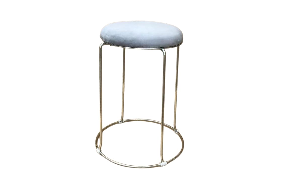 TABOURET VELOURS GRIS PIED CHROME