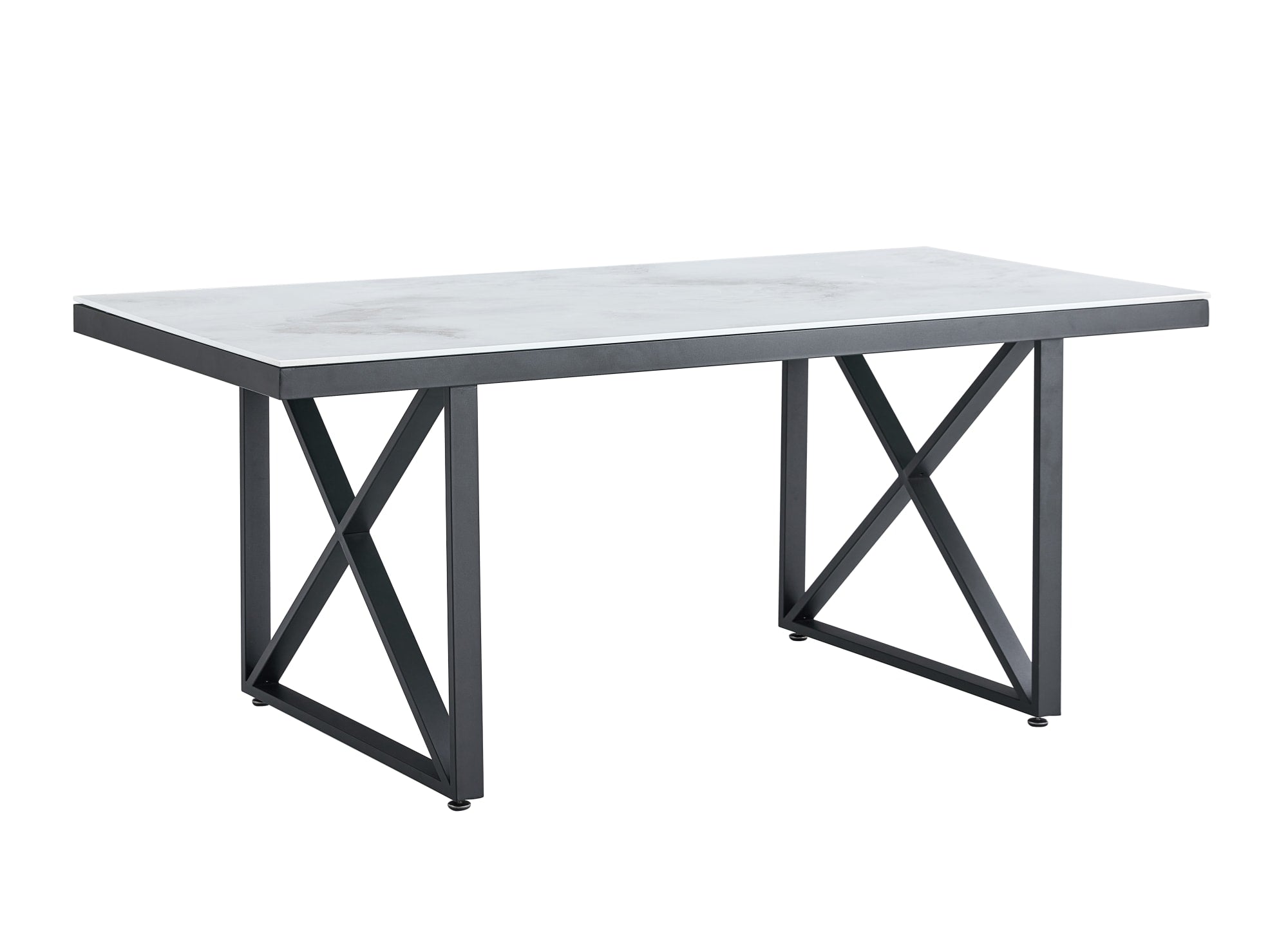 TABLE REPAS LEVANTO METAL NOIR MARBRE BEIGE  180x90x75 cm