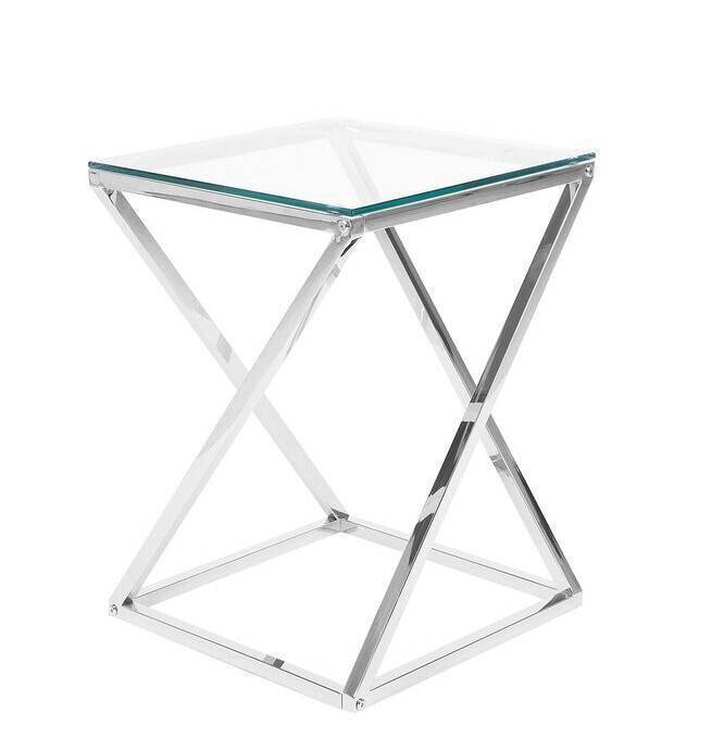 GUERIDON BEVERLY CHROME TRANSPARENT 40x40x55 cm