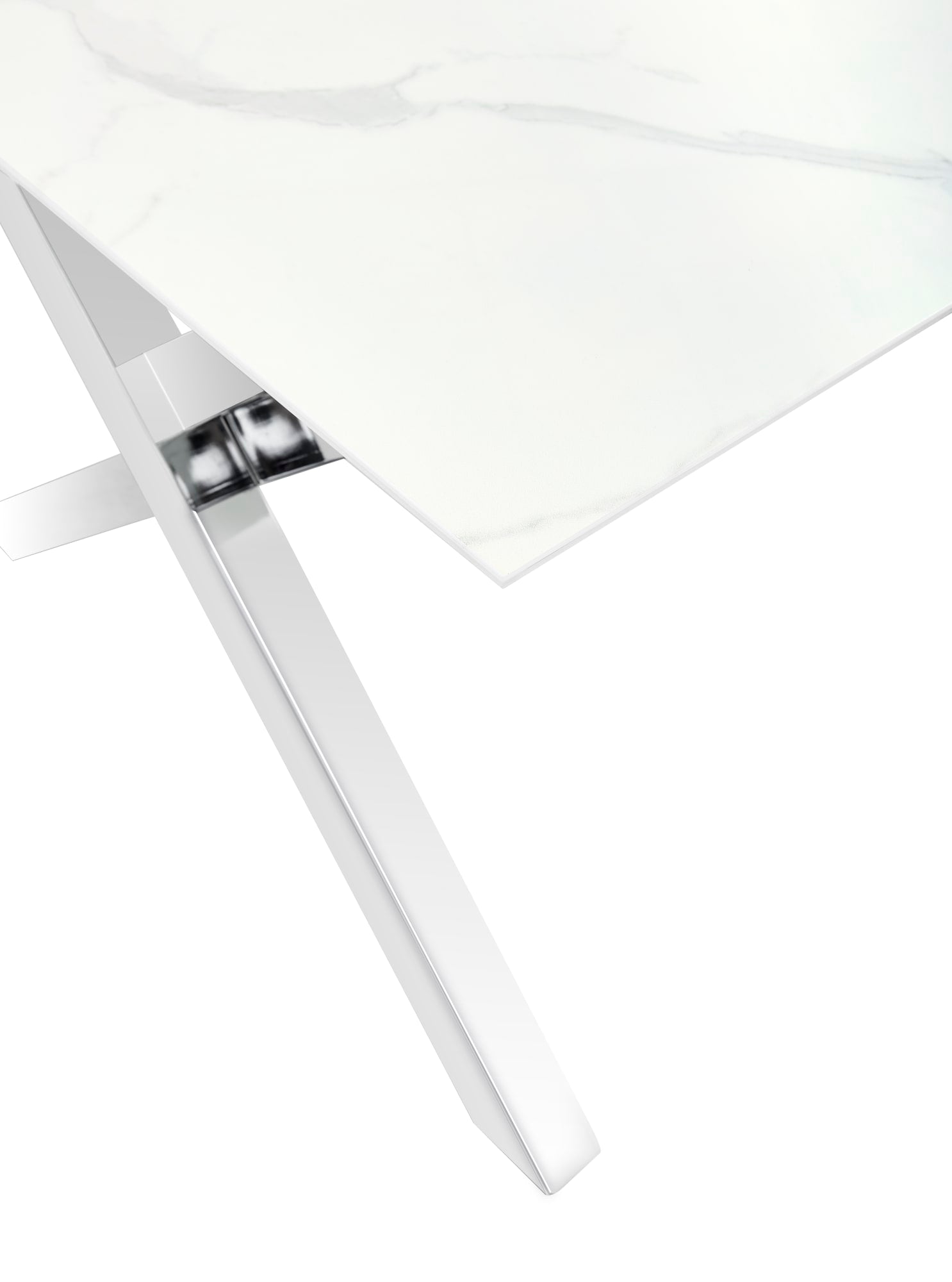 TABLE BASSE IXE CHROME MARBRE BLANC 120x60x45cm