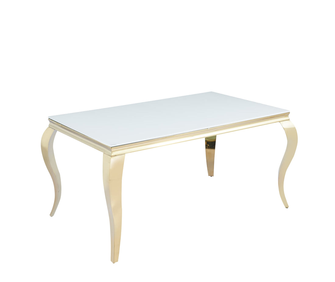 TABLE REPAS BAROQUE GOLD BLANC ULTRA 150x90x75 cm