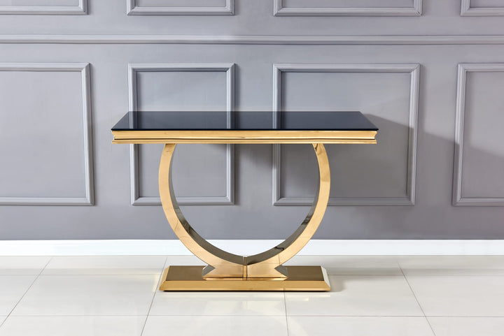 CONSOLE OMEGA GOLD VERRE NOIR 120x40x78 cm