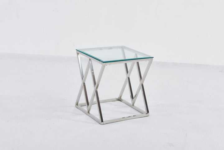 GUERIDON TRIANGLE CHROME 50x50 cm