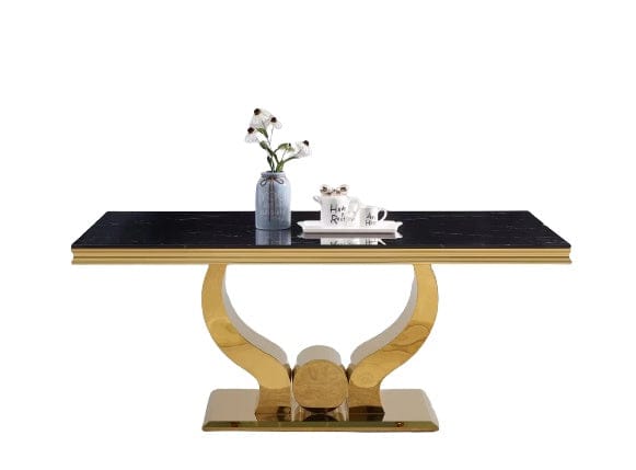 Table à manger TROFY 6 à 8 personnes gold verre 180x90 cm