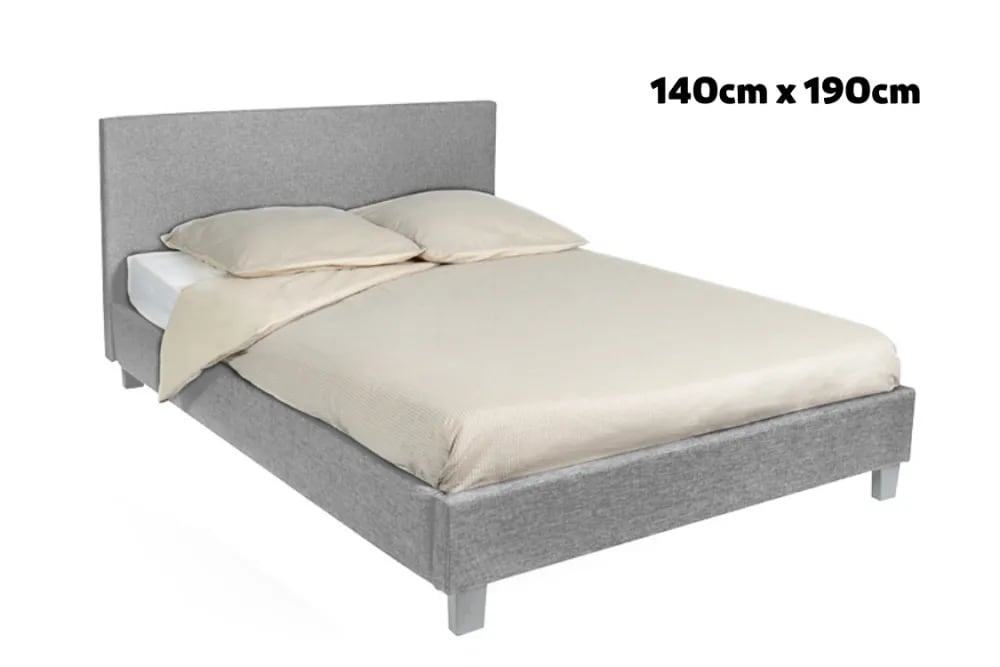 Lit 2 places 140x190 cm KELIA tissu sommier inclus