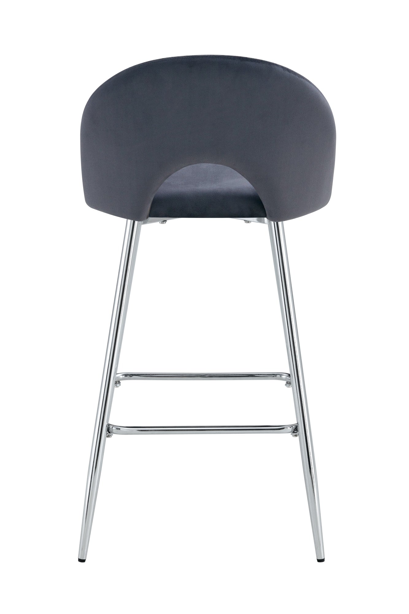 TABOURET DE BAR TEDDY PIED CHROME VELOURS ANTHRACITE