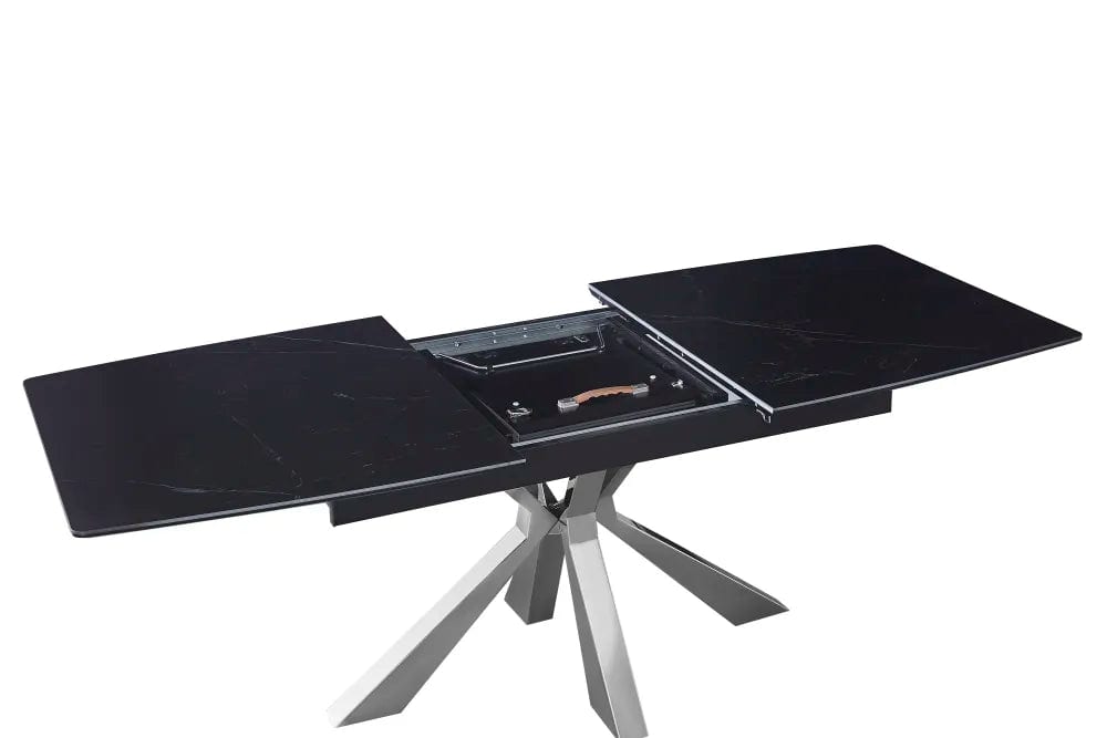 Table extensible BIANCA Chrome plateau Céramique