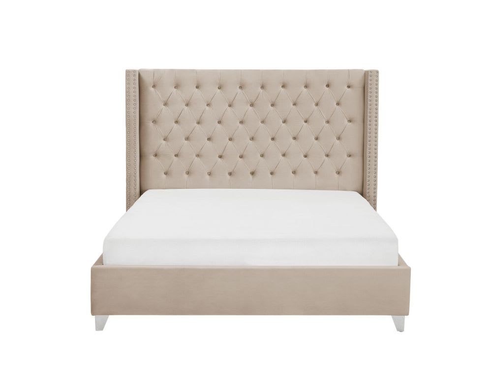 Lit double 140X190 cm PRINCESSE velours sommier inclus