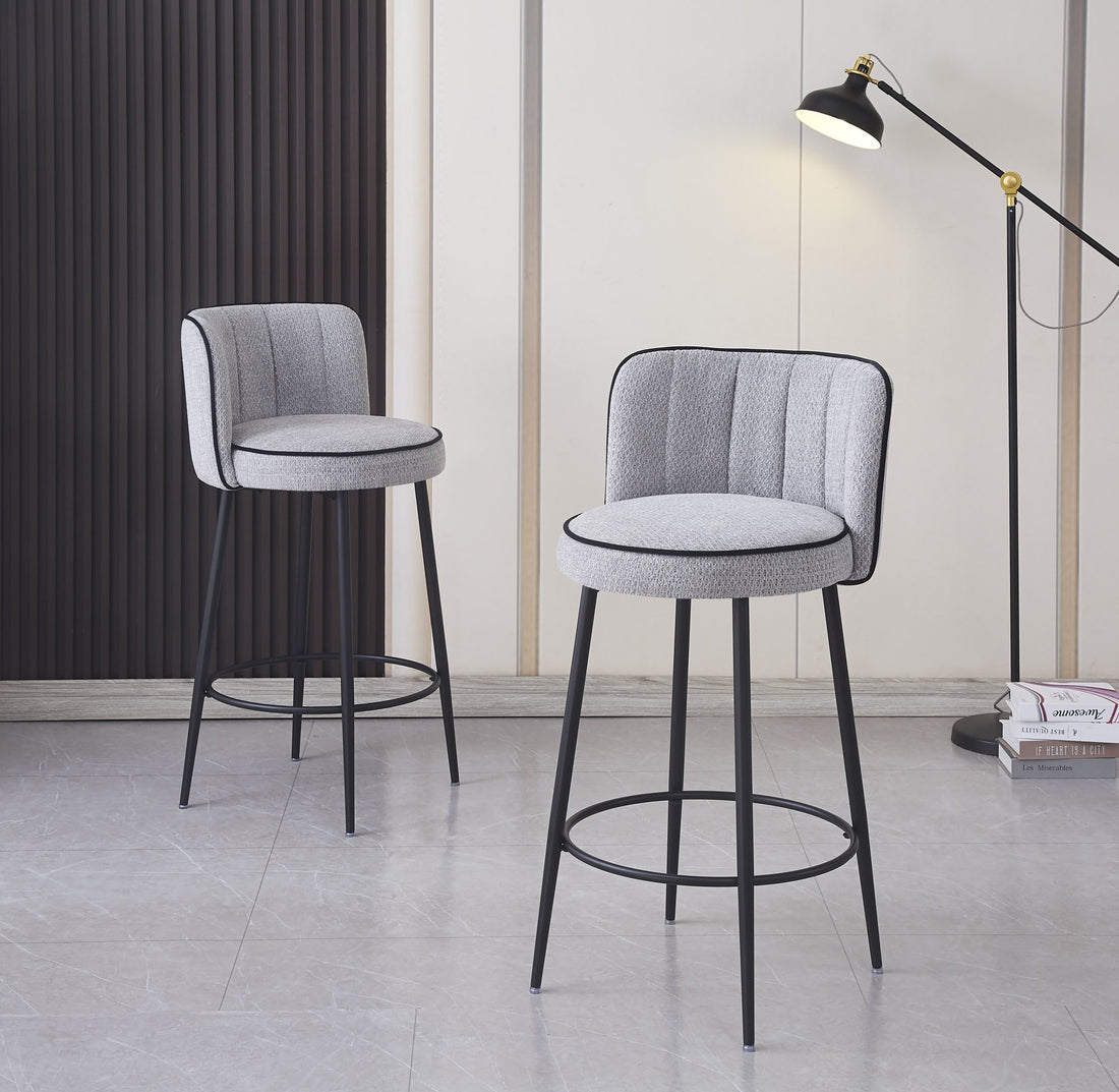 TABOURET DE BAR CATHY PIED METAL NOIR GRIS 3D