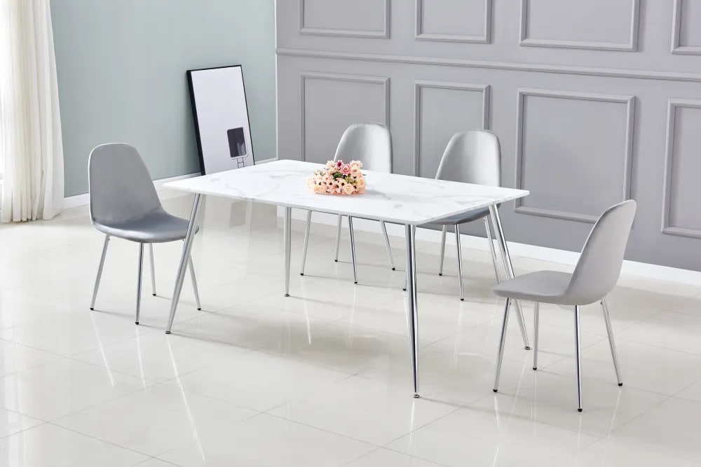 Table à manger AGNES bois effet marbré 150x90 cm